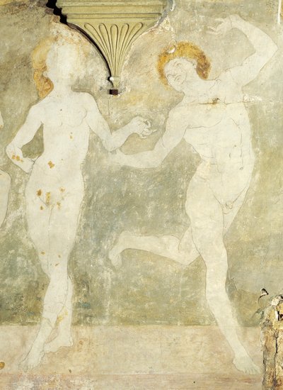 Nøgendans af Antonio del Pollaiuolo eller Antonio Benci (ca. 1431-1498), fresco, detaljer, Villa La Gallina, Arcetri, Firenze af Antonio Pollaiuolo