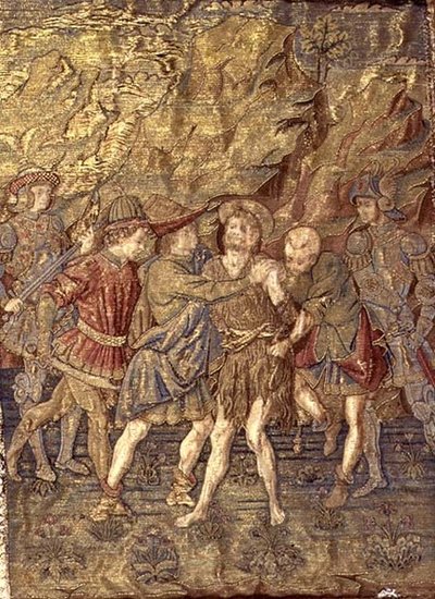 Arresten af Johannes Døberen, gobelin, der skildrer scener fra helgenens liv (tekstil) af Antonio Pollaiuolo