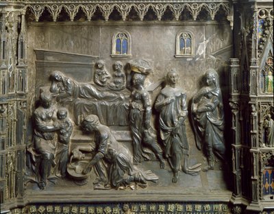 Johannes Døberens fødsel. Sølv relief af Antonio Pollaiuolo