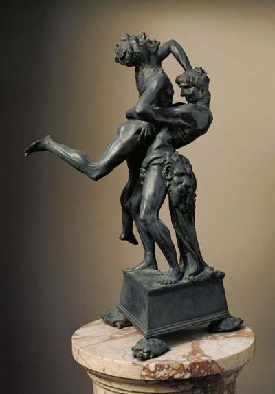 De tolv værker af Hercules: "" Heracles (Hercules) Lift the Giant Ante"" Bronzeskulptur af Antonio Benci kaldet Le Pollaiolo (Pollaiuolo) (1431-1498) 1475 Dim. 45 cm Museo del Bargello, Firenze af Antonio Pollaiuolo