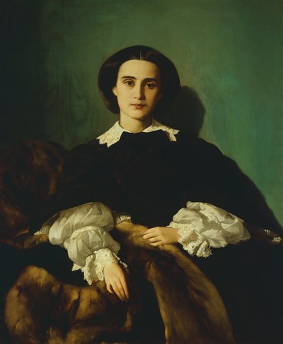 Portræt af adelskvinden Morrocchi af Antonio Puccinelli (1822-1897), ca 1858, olie på lærred af Antonio Puccinelli
