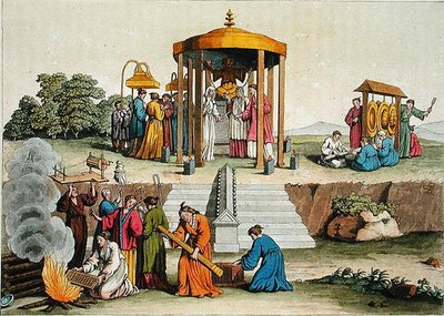 En japansk bryllupsceremoni, illustration fra 