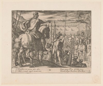 Alexander den Store instruerer de makedonske soldater Alexander den Stores gerninger (serietitel) Alexandri magni praecipvae res gestae (serietitel) af Antonio Tempesta
