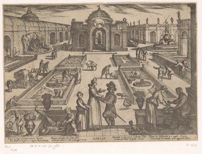 april: en have (tyr) Aprile (titel på objekt) De tolv måneder (del 1) (serietitel) af Antonio Tempesta