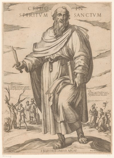 Af Saint Bartholomew Jeg tror på Helligånden (titel på objekt) Kristus, Maria og apostlen (serietitel) af Antonio Tempesta