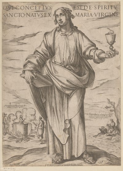 Af Sankt Johannes Som blev undfanget af Helligånden, født af jomfru Maria (titel på objektet) Kristus, Maria og apostlen (serietitel) af Antonio Tempesta