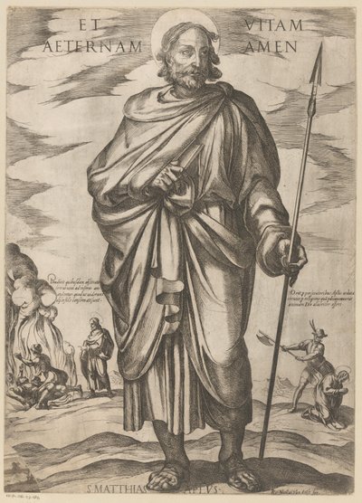 Af den hellige Matthias Og evigt liv amen (titel på objekt) Kristus, Maria og apostlen (serietitel) af Antonio Tempesta