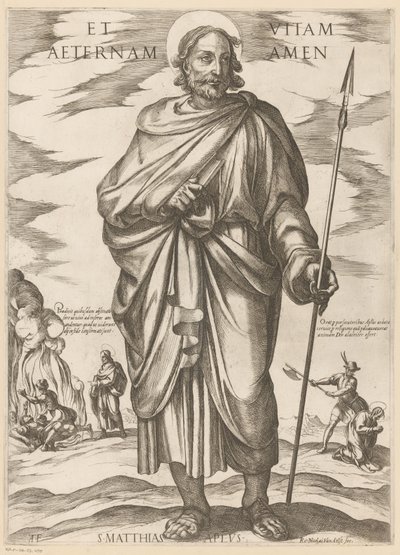 Af den hellige Matthias Og evigt liv amen (titel på objekt) Kristus, Maria og apostlen (serietitel) af Antonio Tempesta