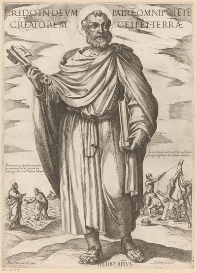 Af Sankt Peter Jeg tror på gud, den almægtige fader af himmel og jord (titel på objekt) Kristus, Maria og apostlen (serietitel) af Antonio Tempesta