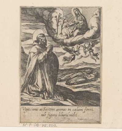 De heilige Philippus bidt for de zielen af ​​twee broeders Het Leven van Philippus Benitius (serietitel) B. Philippi Benicius Florens liv. ord. Tjener for B. Mary the Virgin (serietitel) af Antonio Tempesta