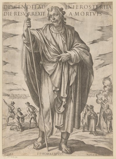 Af St. Thomas Faldt ned i helvede på den tredje dag opstod fra de døde (titel på objekt) Kristus, Maria og apostlen (serietitel) af Antonio Tempesta