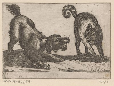 En hund, der kæmper mod en kat Kampdyr (serietitel) af Antonio Tempesta