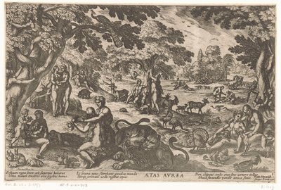 guldalder Aetas aurea (titel på objekt) Four Ages of the World (serietitel) af Antonio Tempesta