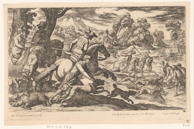 Vildsvinejagt Jagtscener (del 5) (serietitel) af Antonio Tempesta