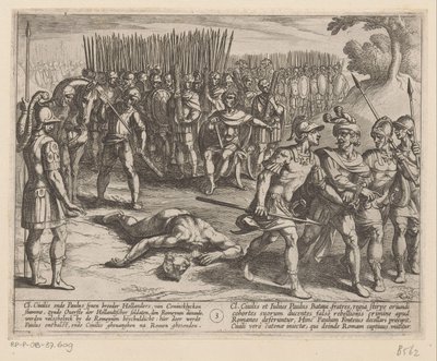 Julius Civilis bliver arresteret og hans bror Paulus halshugget De bataviske krige mod romerne (serietitel) Batavorum cum Romanis Bellum (serietitel) af Antonio Tempesta