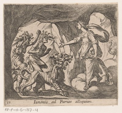 Juno en de Furien ved de port van de Hades Junos adresse til furierne (titel på objekt) Metamorfoseon eller transformationer (serietitel) Metamorfosen van Ovidius (serietitel) af Antonio Tempesta