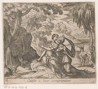 Jupiter og Callisto Callisto Crushed by Jupiter (titel på objekt) Metamorfoseon eller transformationer (serietitel) Metamorfosen van Ovidius (serietitel) af Antonio Tempesta