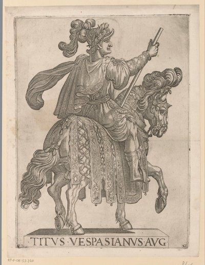 Kejser Titus til hest De første tolv romerske kejsere til hest (serietitel) XII caesares in equestri (serietitel) af Antonio Tempesta
