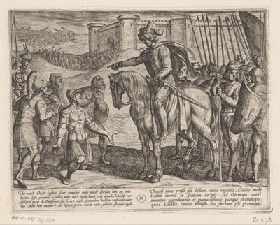 Mænd fra fæstningen overgiver sig til Julius Civilis De bataviske krige mod romerne (serietitel) Batavorum cum Romanis Bellum (serietitel) af Antonio Tempesta