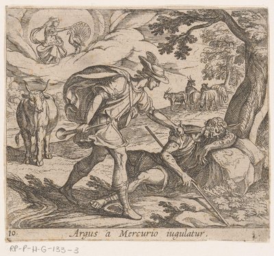 Mercury doodt Argus Argus bliver kvalt af Merkur (titel på objekt) Metamorfoseon eller transformationer (serietitel) Metamorfosen van Ovidius (serietitel) af Antonio Tempesta