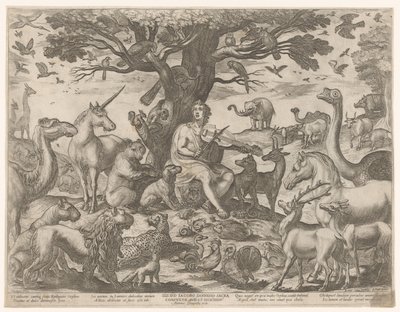 Orpheus fortryller dyrene med sin musik af Antonio Tempesta