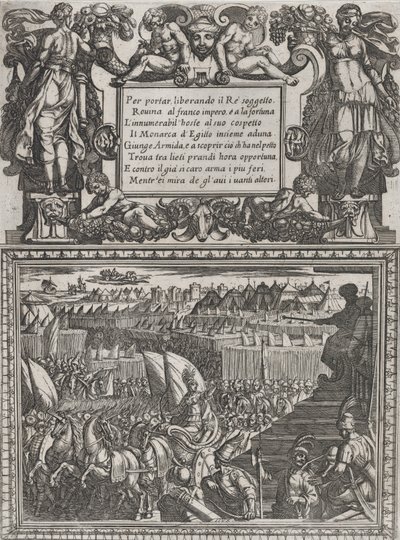 Tavle 17: Illustration til Canto XVII, fra Torquato Tassos Gerusalemme liberata ..., ca. 1590-1630. af Antonio Tempesta