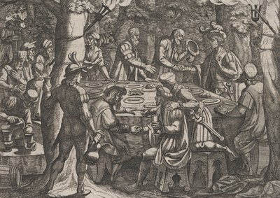 Plade 4: Civilis fortæller de hollandske ældste, at de bliver behandlet som slaver af romerne..., 1611. af Antonio Tempesta