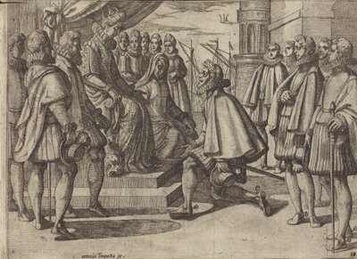 Den spanske hertug foran Margareta af Østrig [bagsiden] af Antonio Tempesta