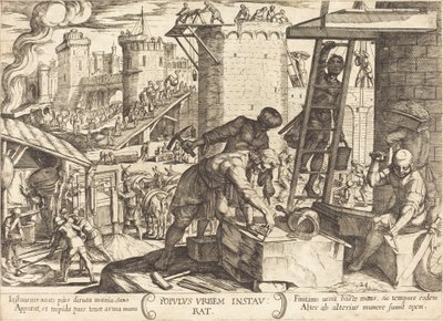Israelitterne genopbygger Jerusalems mure af Antonio Tempesta
