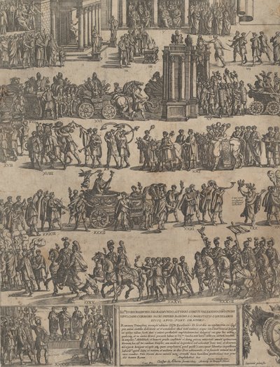 Triumf af en romersk kejser venstre side, 1603. af Antonio Tempesta
