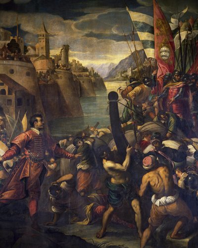 Venetianere og korsfarere erobrer Tyrus af Antonio Vassilacchi