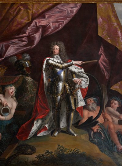 George, Prins af Danmark, som Lord High Admiral of England, detalje fra Dronningens Tegnestue af Antonio Verrio