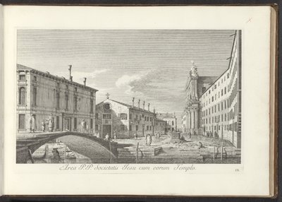 Udsigt over Campo dei Gesuiti te Venetië Område P.P. Jesu samfund med deres tempel (titel på objekt) Gezichten op bugemenen en pleinen in Venetië (serietitel) Den mest berømte udsigt over byen Venedig, fra Antonius-kanalens 38 paneler, trykt i messing af A af Antonio Visentini