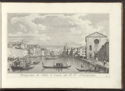 Se på Canal Grande, Santa Maria di Nazareth og San Simeone Piccolo i Venedig Prospekt fra Det Hellige Kors Hus til P. P. Discalceatos (titel på objekt) De mest berømte udsigter over byen Venedig, fra Antoniuskanalens 38 paneler, trykt i messing af A af Antonio Visentini