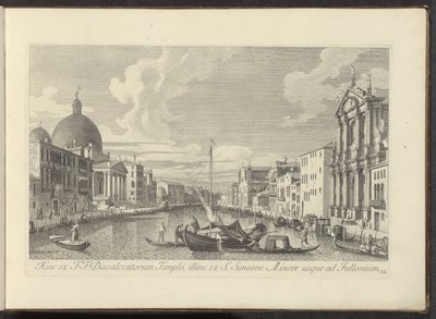 Se på Canal Grande, Santa Maria di Nazareth og San Simeone Piccolo i Venedig Derfor fra F.F. Temple of the Discalced, ud over fra S. Simeon Minor til Fullonium (titel på objekt) Den mest berømte udsigt over byen Venedig, fra Antonius-kanalen af Antonio Visentini