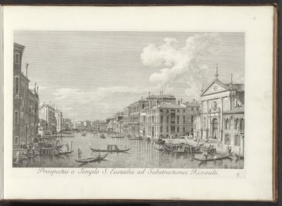 Se på Canal Grande og kirken i San Stae te Venetië Udsigt fra Sankt Eustathius-templet til Rivoaltis understrukturer (titel på objektet) Den mest berømte udsigt over byen Venedig, fra Antonius-kanalens 38. paneler, trykt i messing af Antonio Visentini på s af Antonio Visentini