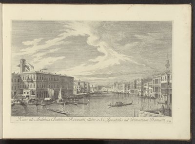 Se på Canal Grande i Venedig Herfra til de offentlige huse i Rivoalti, på den anden side fra SS. Apostle til Grimana House (titel på objekt) De mest berømte udsigter over byen Venedig, fra Antoniuskanalens 38 paneler i messing, trykt af Antonio Visentini i af Antonio Visentini