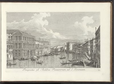 Se på Canal Grande i Venedig Udsigt fra husene i Pisa til St. Jeremias (titel på objektet) De mest berømte udsigter over byen Venedig, fra Antonius-kanalens 38 paneler, trykt på messing af Antonio Visentini, opdelt i tre dele. anden del af Antonio Visentini