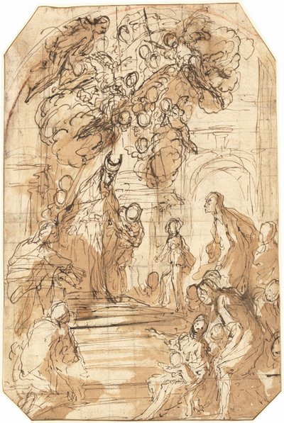 Præsentation af jomfruen i templet [recto] af Antonio Zanchi