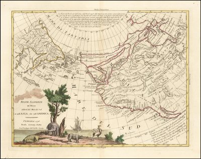 1776-kort - Nye opdagelser af russerne nord for Sydhavet i både Asien og Amerika af Antonio Zatta