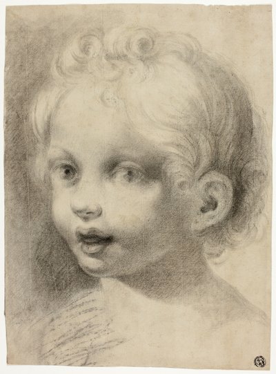 Børnehoved (recto) Nøgen mandlig figur (verso) af Antonio da Correggio