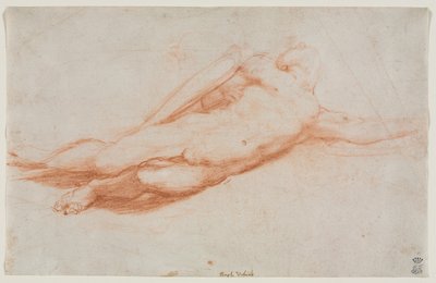 Studie af en falden soldat, muligvis omvendelsen af Saul recto..., ca. 1525. af Antonio da Correggio