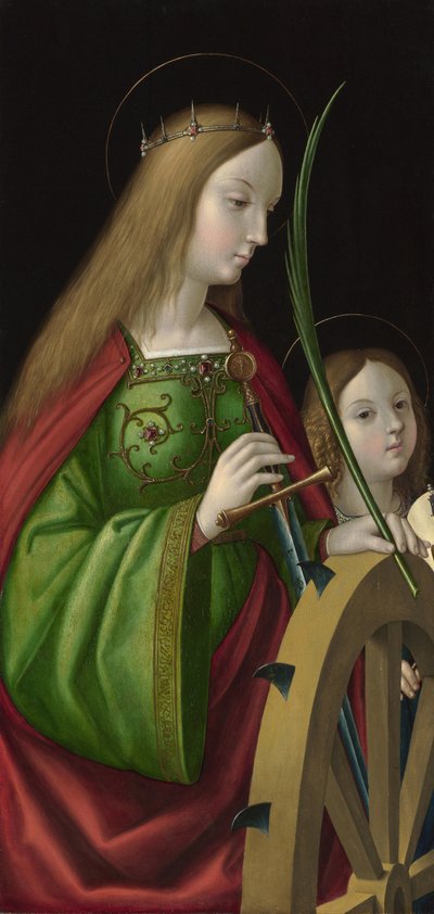 ""Sankt Katarina af Alexandria"" (død omkring 307) Maleri af Antonio Solario (aktiv omkring 1502-1518), olie på træ, 84 x 40 cm af Antonio da Solario