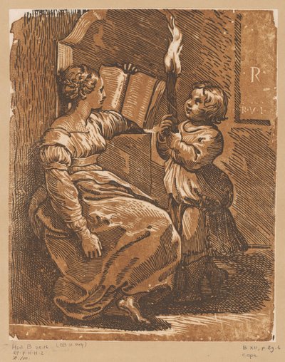 Læser Sibylle med barn af Antonio da Trento (attributed to)