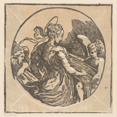 Heilige Cecilia musicerend af Antonio da Trento (possibly)
