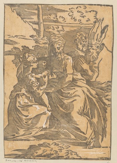 En kvindelig helgen modtager Kristus-barnet af Antonio da Trento (possibly)