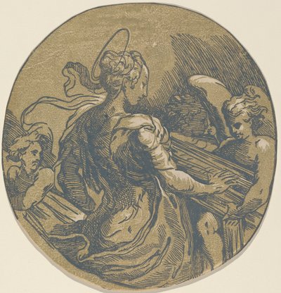 Sankt Cecilia af Antonio da Trento after Parmigianino