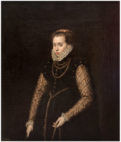 Spansk:  La dama de las cadenas de oro Dame med guldkæder af Antonis Mor