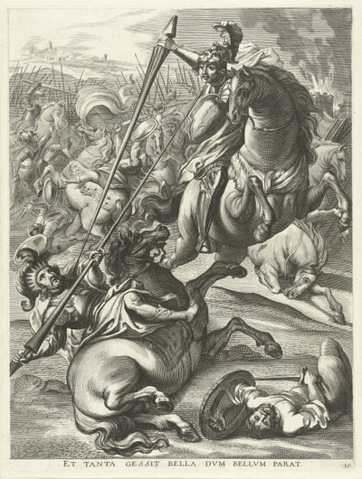 Achilles besejrer Telephos; Ferdinands indtog i Gent i 1635 Et tanta gessit bella dvm bellvm parat (titel på objekt) af Antony van der Does