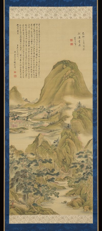 Nach Das Lied vom Pfirsichblütenquell, zugeschrieben Dong Qichang, mit einer Inschrift von Wang Weis Gedicht, zugeschrieben Chen Jiru af Aoki Shukuya